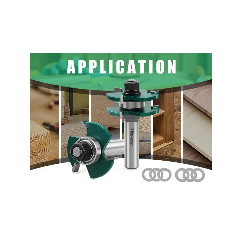 Knoweasy Professional Tongue and Groove Router Bit Set with 1/2