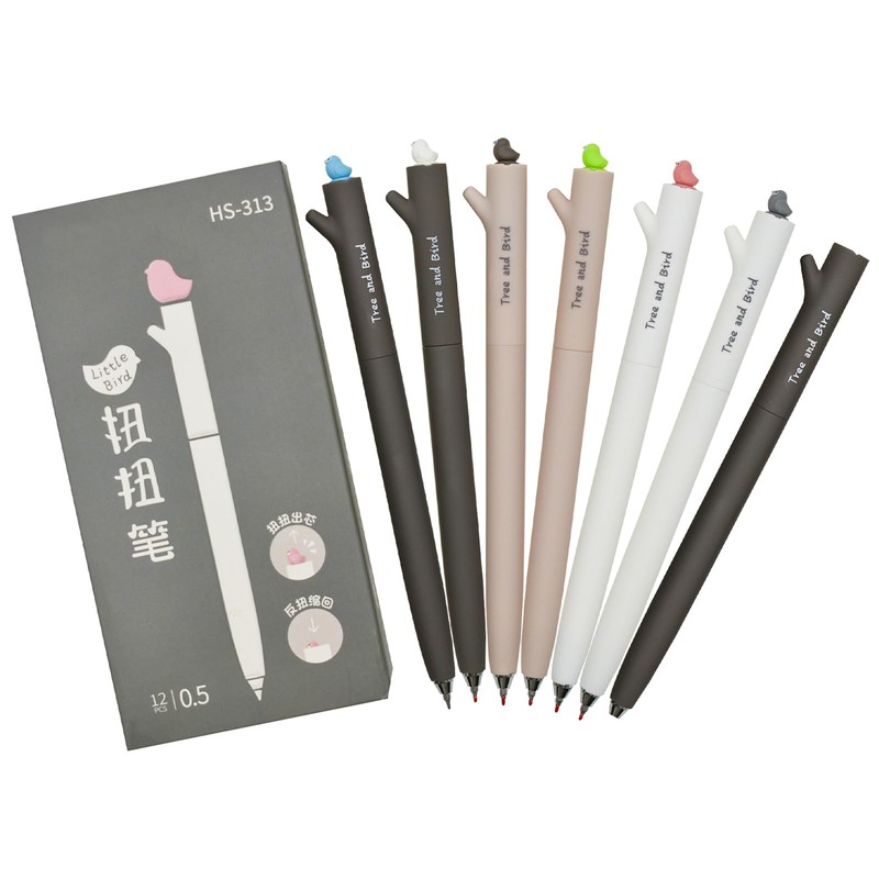 Maydahui 12 PCS Tree and Bird Rollerball Gel Pens Novelty