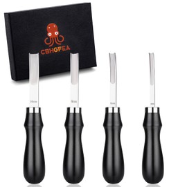 CBHGFEA 4 Size Leather Edge Skiving Bevelers Tool Set, French Beveler, Wide Mouth Skiving Knife with Wooden Handle, Leather Edge Trimmer for Leather Thinning Cutting Craft(4mm 6mm 8mm 10mm)