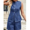 Lynroxia Sleeveless Collar Denim Jean Jacket Vest Summer Button Front