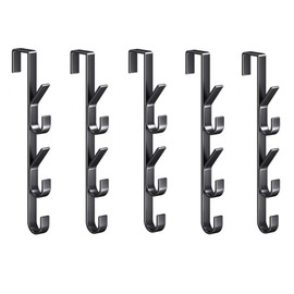 HPGJLEE 5pcs Stainless Steel Over Door Hooks, Coat Hooks - Over Door Hanger for Bedroom Bathroom Kitchen Wardrob (Black, M)