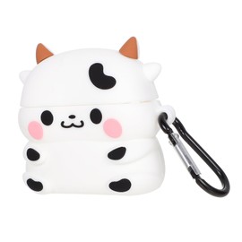 LABRIMP 1pc Cute Cartoon Cow Earphone Storage Case for Lightweight Protection with Hanging Buckle Fit for Wireless Earbuds
