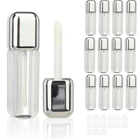 COSIDEA 14pcs Silver 7ml Square big doe foot wand lip gloss tubes for DIY lipgloss containers tubes with thick wand