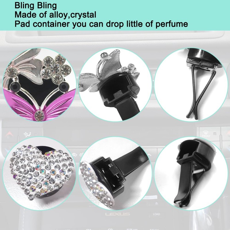 findTop 4 Piezas Clips de Ventilación de Coche, Female Bling