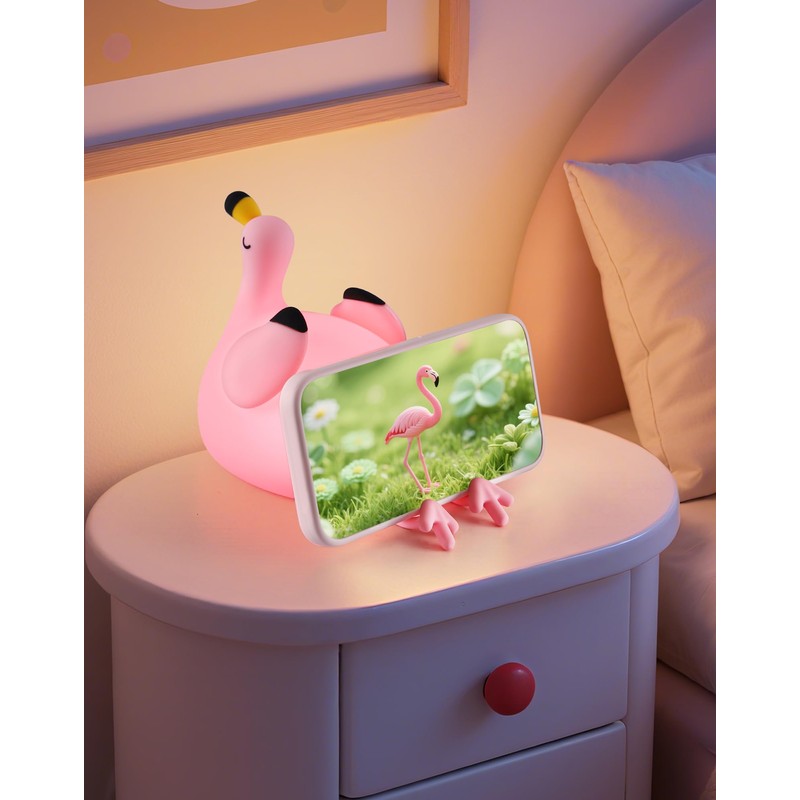 YISUN Flamingo Night Light for Kids, Soft Silicone Nursery Night