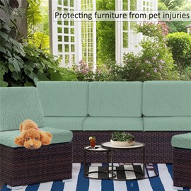 ZGDDPZA 1/2/3/4/8PCS Stretch Patio Sofa Seat Cushion Cover Outdoor TPU Waterproof Replacement Slipcovers Outdoor Elastic Leaf Pattern Textured Porch Couch Furniture Protector (Green,2)