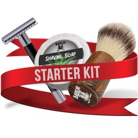 Barbear Gift Set for Men - Premium Safety Razor & Shaving Brush Including Shaving Soap - Introduction to Classic Shaving - Highest Precision from Germany (Safety Razor Black)