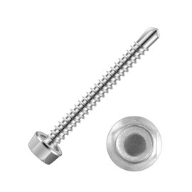 #12 x 1-1/2 Sheet Metal Screws 200PCS 410 Stainless Steel Hex Washer Head Fast Self Tapping Screws