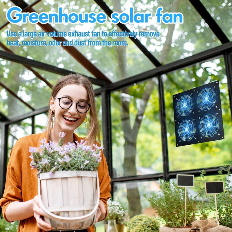 Solar Powered Fan 11.8" Greenhouse Exhaust Fan Solar 4 Fan