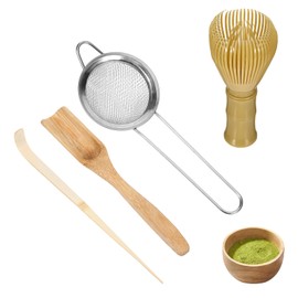 4 Pcs Matcha Whisk Set,PP Resin Matcha Whisk Kit Set Tools for Green Tea Powder Includes 1 Whisk & 1 Stainless Steel Sifter & 1 Spoon & 1 Teaspoon