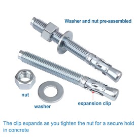 Caiyloxn Schwerlastdübel M10 x 90mm Bolzenanker 10 Stück Verzinkt Ankerbolzen Ankerschrauben Beton Keilanker SchwerlastdüBel Mit Unterlegscheibe