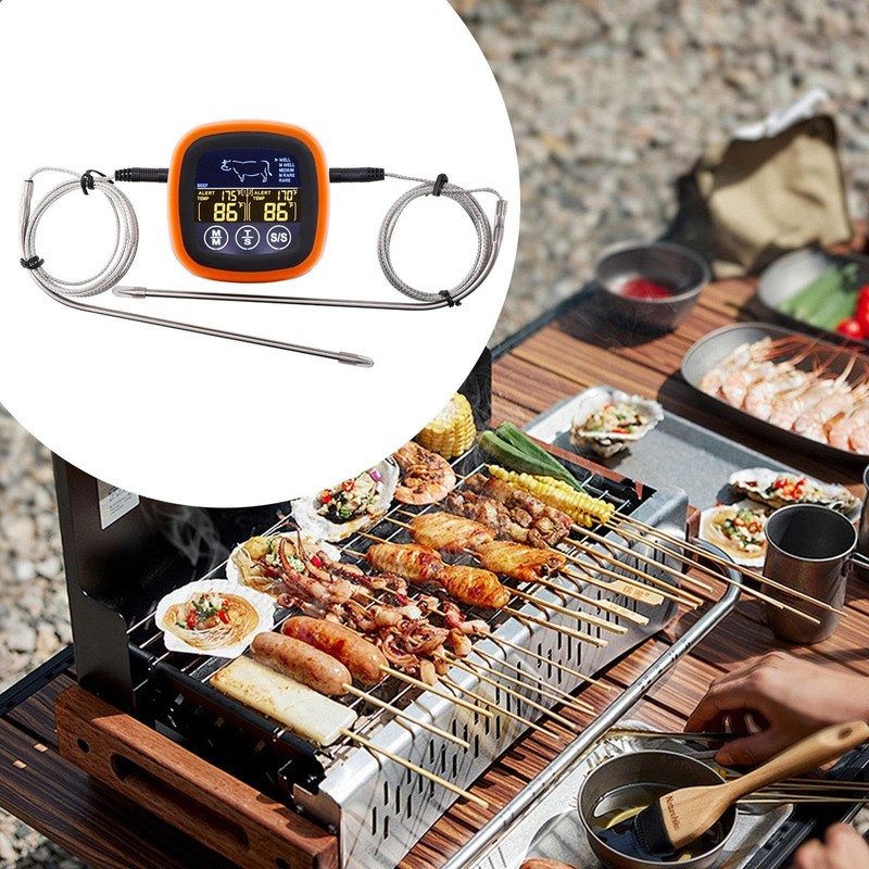 F Fityle BBQ Digital Meat Timer Thermometer Double Channel Barbecue