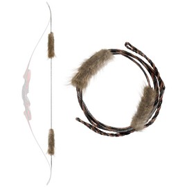 TACHYON ARCHERY Flemish Bowstring Pre-Attached 1 Pair Beaver Fur Bow String Silencer 16 Strands D97 Bow Strings for Recurve Bow and Long Bow (BeaverFur, AMO60)