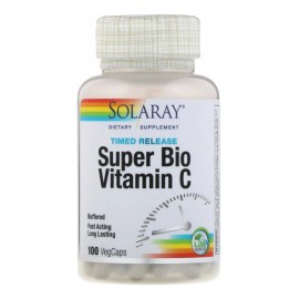 Vitamina C Solaray 1000 mg Super Bio de liberación prolongada, 100 cápsulas.