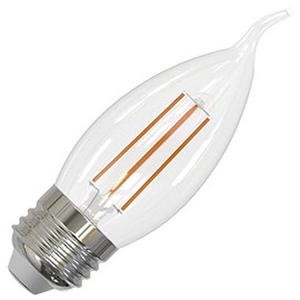 Bulbrite Item 776875 LED Filament Bulb, 2700K, Fully Compatible Dimming, Bulb Type CA10, 4.5 Watts, Bulb Base E26 - Medium, 350 Lumens, 120V, CRI 92, Warm White Light, Chandelier Bulb with Medium Base