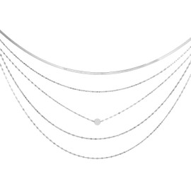 Sterling Silver Multi Strand Herringbone Necklace, 18"
