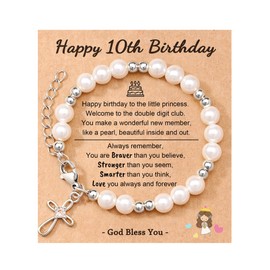 Tarsus 10 Year Old Girl Birthday Gifts, Gifts for 10 Year Old Girl Birthday Bracelet, 10th Birthday Gifts for Girl Jewelry, average, Silver, HM001-10th