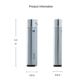 2 Pack Butane Refillable Torch Lighter Fuel Window Viewable Portable Single Jet Flame Adjustable (No Gas) (Silver)