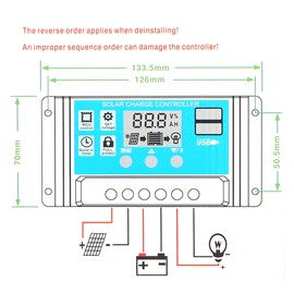 60A 12V / 24V Solar Charge Controller PWM Intelligent Regulator With USB 5V 2.5A