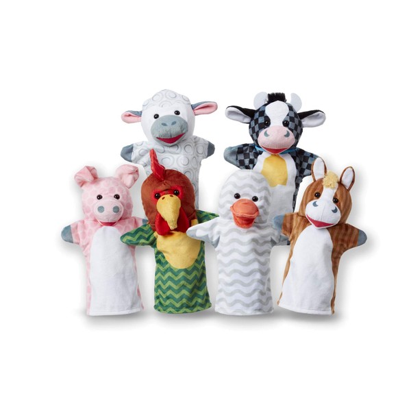 Melissa & Doug Barn Buddies Hand Puppets, Set of 6 (Cow, Sheep, Horse, Duck, Chicken, Pig)
