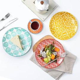 Selamica Ceramic Dessert Plates, 7 Inch Small Plates, Appetizer Plates for Kitchen, Set of 6, Microwave Dishwasher Safe, Assorted Colors