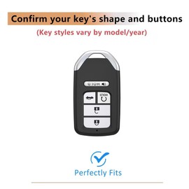 for Honda Leather Key Fob Cover with Keychain,Leather Key Case Full Protector Compatible with Honda Accord Civic CRV Pilot Ridgeline Passport (BLACK)