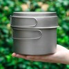 1100ML / 1600ML Titanium Pot Pan Set Super Lightweight Camping