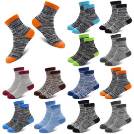 GENTABY Boys Socks Kids Toddler Cotton Rich Girls Plain Socks Children Striped Socks - Colorful Soft Breathable 12 Pairs 3-5 Years 7-9