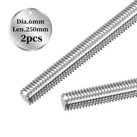BELLA BAYS - Varilla roscada completamente completa, 2 piezas M6-1 de 6 mm x 250 mm (0.236 x 9.843 pulgadas), acero inoxidable 304, varilla roscada a la derecha, 6 g, precisión de la rosca, tolerancia