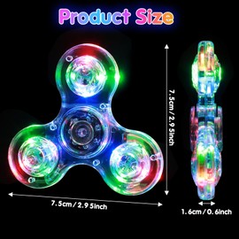 Gigilli Fidget Spinners 2 Pack, LED Light up Fidget Toys for Kids & Adults, Crystal Hand Spinner Glow in the Dark Fidget Toys, Birthday Classroom Prizes for Kids 4-8-12,Stress Relief Anti-Anxiety