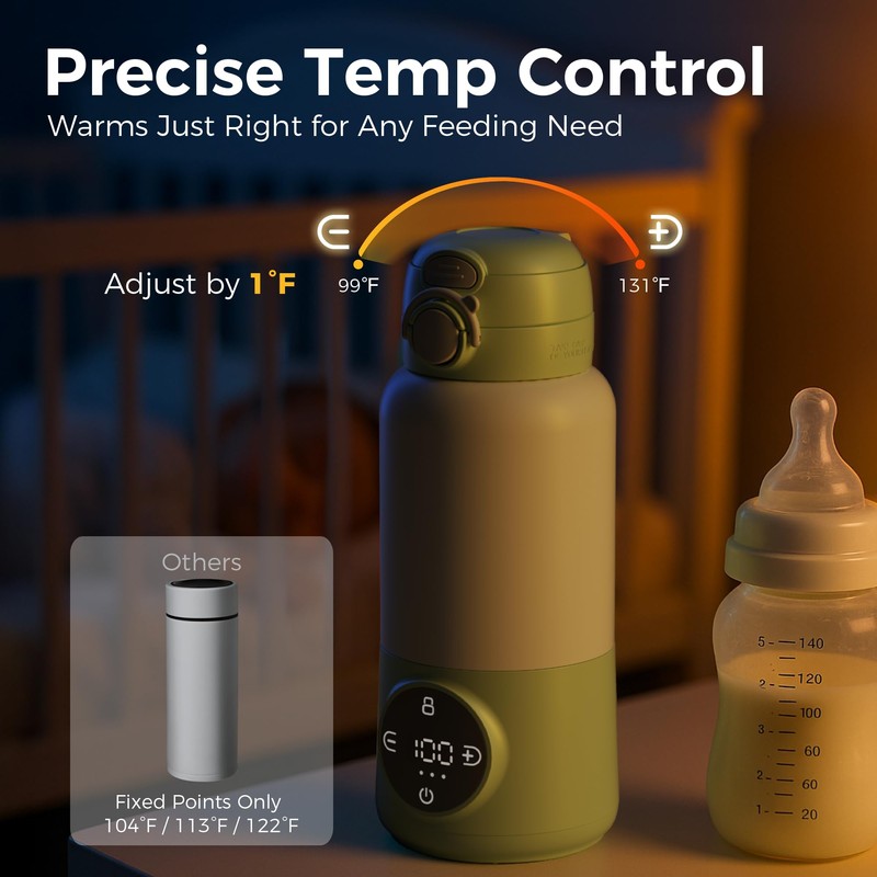 HEYAXA Portable Bottle Warmer for Travel, 15oz Capacity Baby Bottle