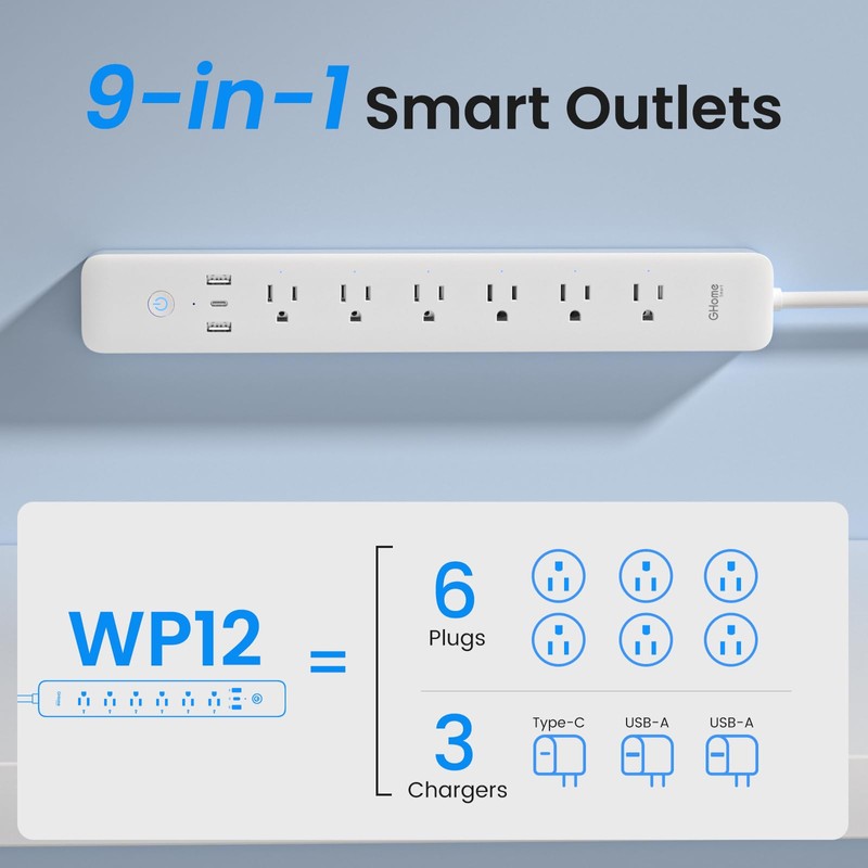 GHome Smart Power Strip, WiFi Surge Protector with 6 Individually