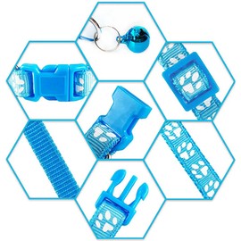 Black Bell Collar for Small Dogs Leash Set, Nylon Paw Print Cat Collar and Leash Adjustable Buckle for Xs XSmall Puppy Dogs Yorkie Chihuahua X-Small