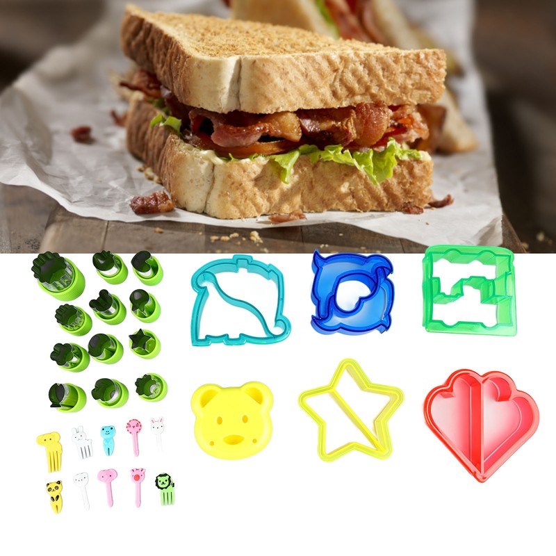 6PCS Sandwich Cutters 12PCS Cookie Vegetable Fruit Cutter Shapes Set