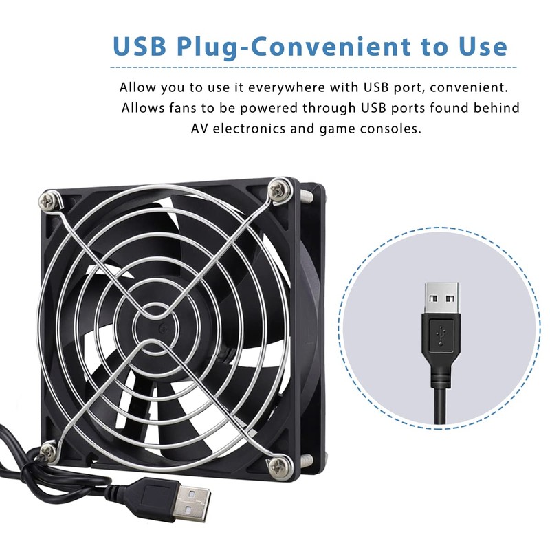 GDSTIME 90mm Mini USB Fan, 2 Pack 92mm x 25mm