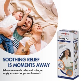 TheraCare Deluxe Heating Pad | Moist & Dry Heat | Four-Heat Settings | Sore Muscles | Soothing Warm Relief | Personal Size 12” x 15” | Safe, Automatic Shut Off