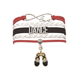 HCChanshi Dance Bracelet Dancing Belly Ballroom Just Dance jewelry For Women, Men, Adult Dance Recital, Dancer, Dance Mom, Dance Teacher Lover (Red, White and Black)