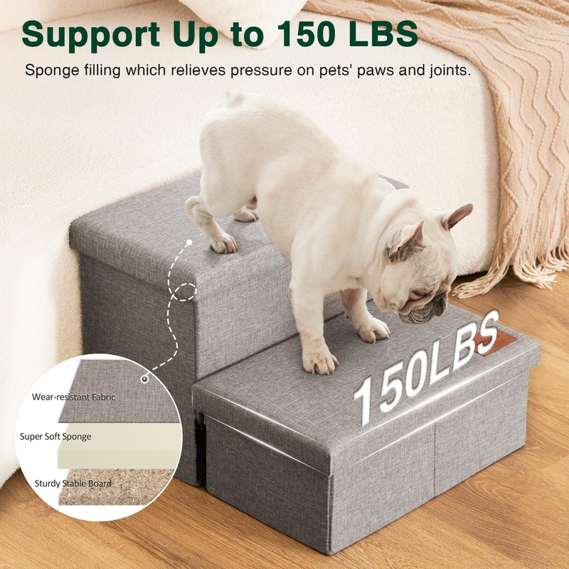 Love's cabin Dog Stairs with Storage 13" H,Foldable Pet Stairs