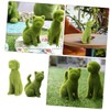 Abaodam 2pcs Faux Moss Dog Cat Figurines Realistic Simulation Outdoor