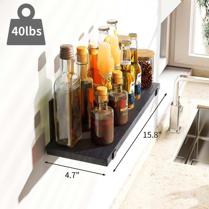 Fixwal Floating Shelves Set of 5, Width 4.7 Inches Black