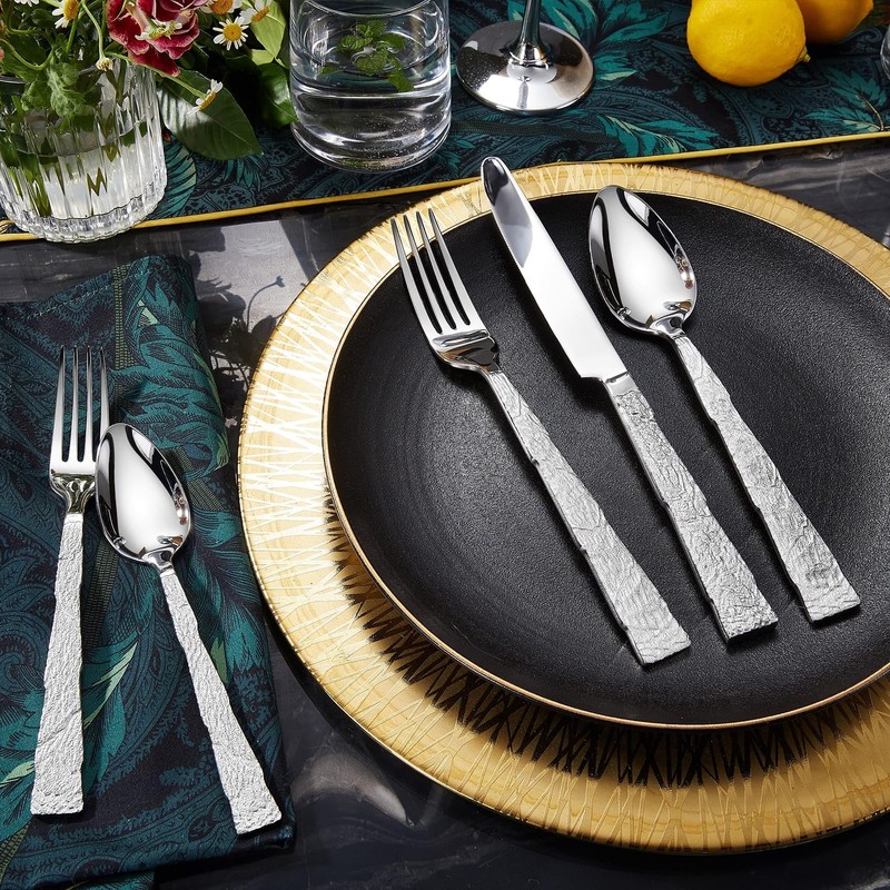 KEAWELL Premium Lava Silverware Set – 18/10 Stainless Steel Flatware,