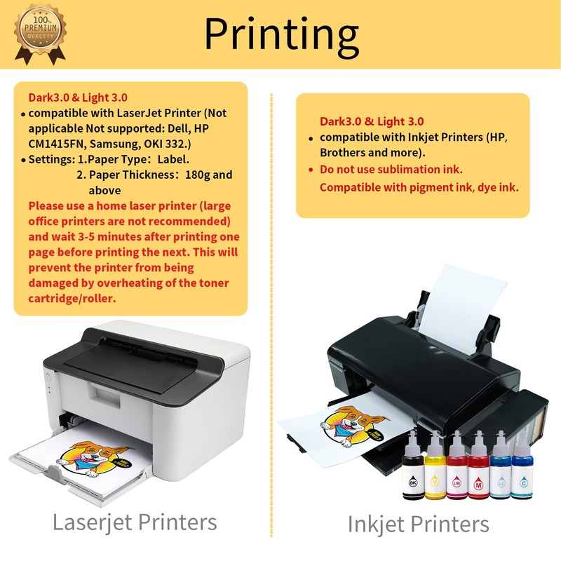 TransOurDream Iron-on Printable Heat Transfer Vinyl 3.0 Transfer Paper for