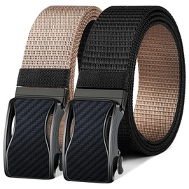 Cinturón Trinquete Reversible,BULLIANT Cinturón Deportivo De Golf Para Hombre Para Pantalones Vaqueros Casuales Un Cinturón Con 2 Colores(Negro/Beige,140cm/42"-48"Cintura ajuste)