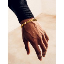 Supcare Mens Gold Bracelet, 6mm Figaro Bracelets Chain Stainless Steel, 21cm Chain Bracelets for Male