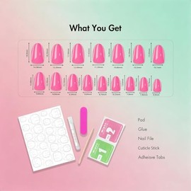 Uñas postizas cortas color beige cromado, uñas postizas extra cortas brillantes con forma de almendra, pegamento y pestañas, uñas postizas ovaladas gr