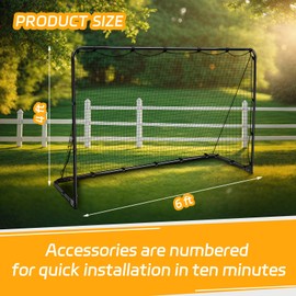 Meooeck 1 Pcs Portable 2024 Soccer Goal Backyard for Kids Competition Steel Soccer Goal Net 6' x 4' Metal Soccer Games and Training Goal Net Set for Indoor Outdoor Child Youth Games (Folding Style)