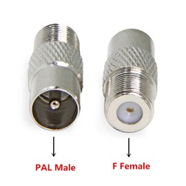 F Female to PAL Male, 10-Pack TV Coax Coaxial Connector Adapter for European TV, Antenna, Tuner…