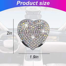 Bittwee Bling Car Engine Start Button Cover, Crystal Rhinestone Heart Vehicle Push Button Sticker, Sparkly Diamond Ignition Ring Decal Decoration, Universal Auto Interior Accessories (Multicolor)