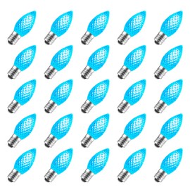 Minetom 25 Pack C7 Led Christmas Lights Bulb, C7 Replacement LED Christmas Lights Outdoor Bulb, C7 Shatterproof Led Bulb for Christmas String Lights, E12 Base, Commercial Grade Light Blue Bulbs
