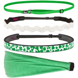 Hipsy Irish Green Hair Accessories St Patrick's Day Clover Shamrocks Headbands for Women Girls & Teens (Green/Shamrocks/White/Green Elastic Mixed 4pk)